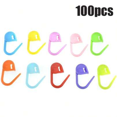 Crochet Stitch Markers, Random 100Pcs Plastic Knitting Markers Needle Pin Locking Stitch Marker For Sewing Crocheting DIY Craft, Purple