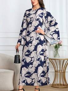 Vestido largo de mujer con estampado floral todo sobre estilo bohemio de manga larga para primavera 2025 Nuevas modas sueltas de otoño Vestidos con cinturón para vacaciones casuales Vestidos largos elegantes para fiesta, playa, graduación y eventos elegantes del Día de San Valentín