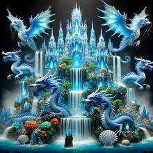 5D Diamond Painting Kit - Ice Blue Dragon Realm, Large Size For Adult Beginners, Full Drill Diamond Art Embroidery Tools, Cross Stitch Wall Decor - Multicolor - View 1