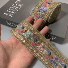 1 pieza de cinta de encaje bordada con flores, 1/5 yardas de adorno de tela para manualidades DIY, suministros de costura, decoración del hogar, envoltura de regalos, cintas de encaje para manualidades