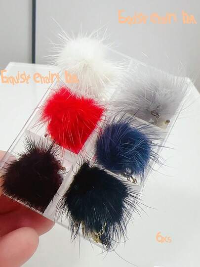 KIRAME KIRAME 6pcS Jumbo 60mm Fluffy Pom Poms For Nails, DIY 3D Nail Art Decorations In 6 Colors,Ncludes White, Grey, Burgundy, Blue, Red, Black - Fuzzy Ball Embellishments For Manicure,Nails Salon ,Nail Suppliers, Halloween,Christmas,New Year, Festival Gifts