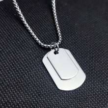 1 pieza Collar con colgante de placa de identificación de moda para madre e hijo, joyería con cadena de cuentas, accesorio versátil de ropa urbana