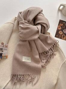 1条简约百搭高品质纯色仿羊绒保暖流苏围巾，时尚柔软的女士披肩，适合外衣装饰和连衣裙颈部保暖。 - 彩色 - 查看 18