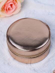 1/5 صندوق تخزين مجوهرات محمول متعدد الألوان - صندوق دائري فسيح مع سحاب، لتخزين الأقراط والقلائد والأساور والخواتم - تصميم بسيط كلاسيكي عالي الجودة للعرض، صندوق مجوهرات دائري صغير للسفر، صندوق مجوهرات مزود بسحاب، صندوق تخزين دائري للمجوهرات مع غطاء، حاوية تخزين الأقراط والأقراط، منظم محمول للطاولة والمكتب والغرفة والخزانة