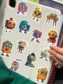 50pcs Vintage Small Tool Sticker Cartoon Robot Bookshelf Decal DIY Handbook Laptop Luggage Bottle Surfboard Sticker For Teens Toy - Multicolor - View 7