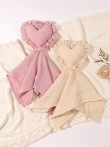 3 件婴儿纯色和印花奶嘴夹、蝴蝶结奶嘴夹、木制 3 孔奶嘴夹、适合日常使用、褶边奶嘴夹、心形奶嘴夹、围兜和拍嗝布套装 - 彩色 - 查看 8