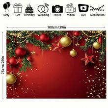 زينة بموضوع عيد الميلاد تتميز بخلفية عيد الميلاد الحمراء، رمزية لعيد الميلاد، مع تصاميم من الزينات والأغصان الصنوبرية وأعلام الحفلات والتفاصيل الاحتفالية. متوفرة بأحجام متعددة. سهلة التعليق، مثالية لديكور المنزل.