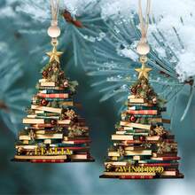 Personalized Christmas Book Tree Name Ornament, Bookworm Gifts, Book Ornament, 2025 Christmas Ornaments-Flat Printed Acrylic Ornament. - F-book Christmas Tree Ornament - View 7