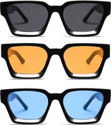 Grueso cuadrado retro, rectángulo grueso, protección - 3-negro+naranja+azul - Ver 2