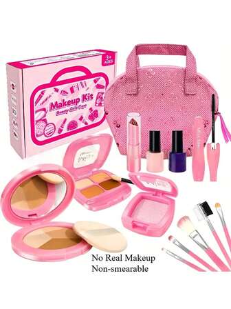 Kids Makeup Set Pretend Lipstick Nail Polish Cosmetic Box Princess Makeup Toys For Girls