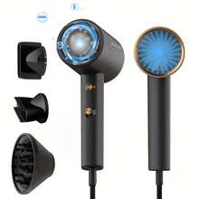 美国标准大功率吹风机，专业沙龙级强风负离子护发带集发嘴，家用快速干发不伤发吹风机，适合家庭旅行折叠吹风机 - 灰色 - 查看 6
