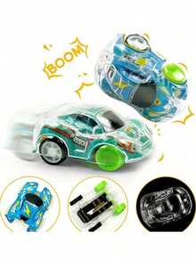 10/20/30 piezas Pequeños coches de juguete de inercia transparentes de doble capa para niños, con forma de avión y vehículo de ingeniería - Multicolor - Ver 6
