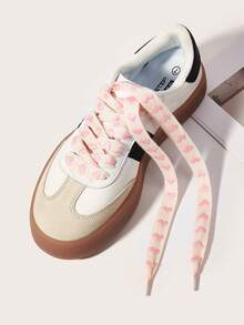 1 Pair 120cm Fashion Heart Shape Flat Shoelaces, For Casual Sneakers,White Shoes Daily Wear - Pink - View 3