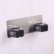 1 Stück Wandhalterung für Wischmop, Silber/Schwarz, 18x7x3cm