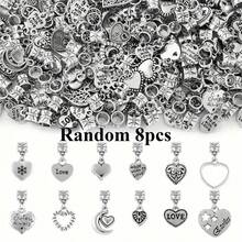 8/16/32/50 pezzi Set di ciondoli a forma di cuore in argento - Ciondoli in lega d'argento anticato, adatti per la realizzazione di gioielli, collane e bracciali