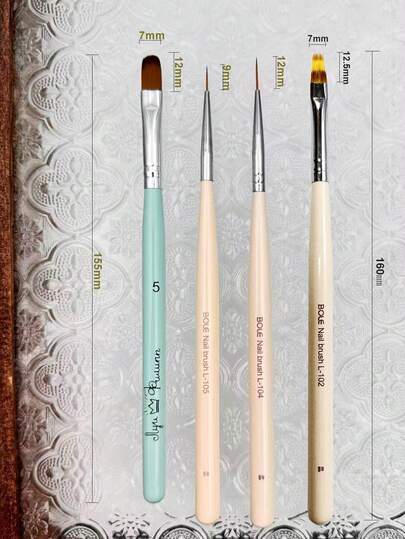 Pincel oval para unhas em gel UV, delineador, cabo de madeira, para nail art, profissional, para design de unhas, faça você mesmo em casa ou salão de beleza