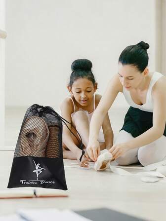 2 piezas Bolsas para zapatos de ballet, Organizador de zapatos de ballet, Bolsa de almacenamiento de zapatillas de punta con cordón, Bolso de mano con cordón para gimnasia/bailarina de ballet, Organizadores colgantes para zapatos, Con bolsillos de malla y terciopelo, Para viaje de Navidad y clase de baile, Mochila de ballet portátil, Bolsa de baile reutilizable y con estilo