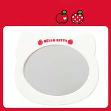 Miniso Sanrio Hello Kitty 经典双面折叠口袋镜 - 方形 纯粉色背景 Hello Kitty & 熊图案 高清镜子 轻巧便携 出门必备 (1 件) - 白色 - 查看 3