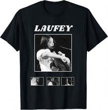 Laufey Poster Concert Collection Gift For Fans To 3XL Black T-Shirt Men`S Women Casual Short Sleeve 220g Perfect For Fans - 黑色 - 查看 1