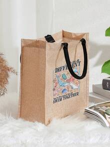 1 Pc We Are All Different Swim Together Pattern Shopping Large Beach Bag Monogrammed Gift Tote Bag For Women, Travel Gift For Man Woman Teacher Appreciation Gift