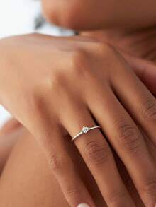 1 PC French 4 Prongs Setting Minimalist Ring Ladies Jewelry S925 Sterling Silver White Gold Plated Fine Jewelry Daily Wear Gifts