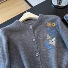 French Chic Knitted Cardigan Sweater, Casual Versatile Round Neck Long Sleeve Jacket For Women, Autumn/Winter - Grey - View 3