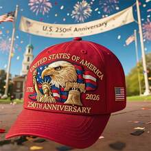 250th Anniversary Men's Patriotic Baseball Cap - Embroidered American Eagle And 50 Stars And 13 Stripes Design, Embroidered 1776-2026, Suitable For Men And Women, Perfect Gift For Halloween, Fridays, History Enthusiasts, And Patriotic Events - 黑色的 - 查看 8