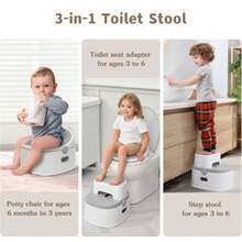 3-In-1 Toddler Potty Training Toilet Seat, Adjustable, Foldable Potty Chair Adapter With Ergonomic Design And Space-Saving Structure For Kids, Boys And Girls - 灰色 - 查看 2