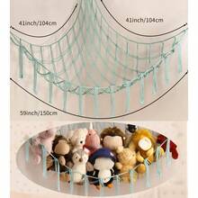 毛绒动物收纳花边吊床，大号 - 波西米亚风格房间装饰玩具收纳 - 角落悬挂毛绒玩具毛绒动物网状收纳盒 - 彩色 - 查看 16