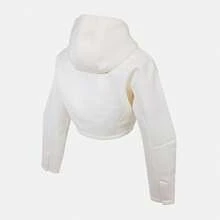 Nike Women's Casual Everyday Commute Simple Solid Color Zip-Up Cropped Hoodie Sweatshirt - White - View 2