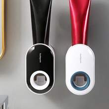 Automatic Toothpaste Squeezer Dispenser Bathroom Accessory Wall Mounted - White + Blue - View 5