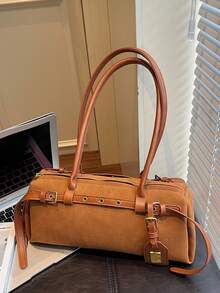 Fashionable New Women's Retro One Shoulder Baguette Bag, Elegant Metal Buckle Strap Decor, Mature High-End Quality, Suitable For Travel, Shopping, Dating, Versatile