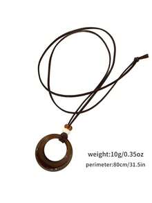 1 buc colier cu pandantiv cerc geometric vintage, lanț lung pentru pulover inspirat de Zen, pandantiv rotund cu amuletă în stil chinezesc de înaltă calitate, lungime reglabilă, purtare zilnică pentru femei, toamnă/iarnă