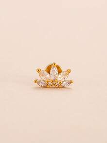 1pc/3pcs Lotus Shaped Ear Cartilage Piercing Zirconia Spiral Earrings, Fashion Ear Cuff For Women - Lotus Shape - View 6