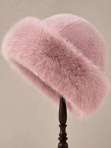 Faux Fur Fashion Hat, New Fluffy Hat, Women's Winter Fluffy Hat, Thickened Bucket Hat Design, Suitable For Women's Autumn/Winter Warmth, Cute Fluffy Hat, Winter Outfit, Warm Headwear, Solid Color Cute Versatile Bucket Hat, Fluffy Mongolian Hat, Women's Autumn/Winter Warm Cute Fluffy Hat, Christmas Decor, Solid Color Fluffy Bucket Hat, Thickened Fluffy Warm Ear Protection Hat, Suitable For Daily Outings - Multicolor - View 16