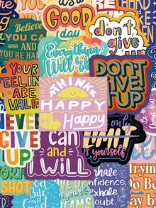 50 piezas Serie de pegatinas con citas inspiradoras - Pegatinas de vinilo resistentes al agua con texto motivador y diseño estético para botellas de agua, portátiles y libros, fáciles de aplicar, removibles y duraderas