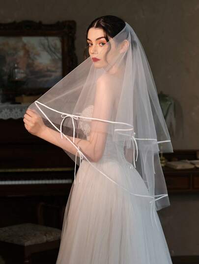 1pc Elegant Butterfly Veil Headpiece, French Retro Style, Suitable For Medium-Long Hair Brides, Wedding Dress Accessories