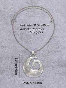 1Pc Elegant Antique Silver Retro Asymmetrical Pendant With Beaded Cord, Perfect For Daily Wear, Halloween Christmas