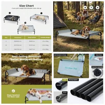 Elevated Dog Bed, Outdoor Raised Dog Bed, Portable Cooling Bed Dogs, Elevated Bed With 3 - Sided Guardrail, Scratch - Resistant And Washable Breathabl