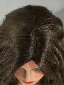 7JHH WIGS Peluca corta ondulada de 14 pulgadas de color marrón para mujeres, peluca bob de longitud hasta los hombros con rizos ondulados y flequillo lateral, fibra sintética resistente al calor para uso diario y de disfraz - Marrón - Ver 8