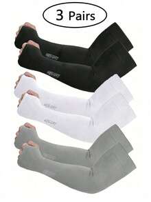 3 pares de mangas de protección solar unisex, mangas de compresión ligeras y transpirables para deportes, uso al aire libre & uso diario - Multicolor - Ver 11