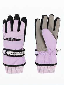 Sanrio زوج من القفازات الحرارية المبطنة المقاومة للماء والمناسبة للدراجات والتزلج والأنشطة الخارجية ذات نمط سانريو، مناسبة للخريف والشتاء