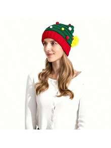 Christmas Santa Claus Hat Adult Knitted Stripes Soft Warm Winter Hat Men And Women Street Costume Role Play Costume Accessories Party Gift/