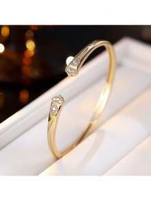 Brățară la modă pentru femei, încrustată cu pietre sintetice de zirconiu, design rafinat, bijuterie (fără cutie)