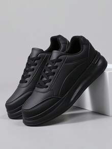 Zapatillas casuales con cordones para hombres y mujeres, zapatillas de entrenamiento de moda de alta calidad, zapatos de skate de suela blanda, antideslizantes y duraderos, tallas del 36 al 45 - Negro - Ver 2