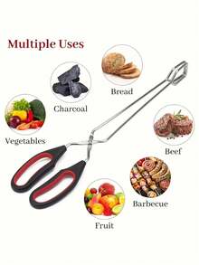 2pcs/1pcStainless Steel Tongs For Cooking Suit, Grilling, Baking, BBQ Utensils,Food Flipping Tools,Heat-Resistant,Non-Slip Grip,Heavy-Duty Kitchen Accessories, Dishwasher , Grill Tongs For Indoor/Outdoor Cooking,Single-Piece Design Kitchen Clips With Long Handles And Comfortable Grips, Suitable For Charcoal Cooking, Barbecue, Grilling, Toasting, Steak, Bread, Salad, Vegetables And Fruits, Flipping And Grabbing Food, Easy To Clean