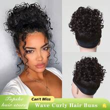 缠绕式抽绳合成凌乱发髻波浪卷发发髻发片女式弹性圣诞节 - 彩色 - 查看 18