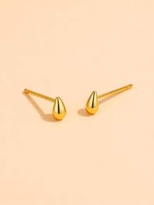 2pcs Fashionable Mini Smooth Water Drop Stud Earrings, Versatile Personalized Minimalist Earrings, Daily Wear For Women