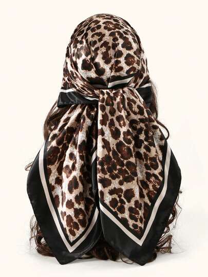 1pc Women's Fashion Casual Versatile New Leopard Print Bandana, Lightweight Breathable Sun Protection, Suitable For Daily Wear