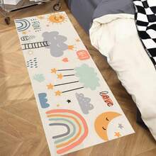 1pc Nordic Ins Style Square Cartoon Geometric Faux Wool Bedroom Bedside Rug, Living Room Floor Mat, Anti-Slip Sofa Cushion - Cloud - View 4